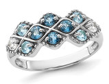 4/5 Carat (ctw) London Blue Topaz and White Topaz Ring in Sterling Silver