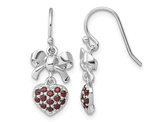 3/5 Carat (ctw) Garnet Heart and Bow Dangle Earrings in Sterling Silver