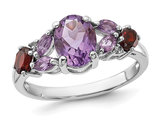 2.15 Carat (ctw) Amethyst, Garnet and Pink Quartz Ring in Sterling Silver