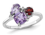 1.60 Carat (ctw) Amethyst, Garnet and Pink Quartz Ring in Sterling Silver