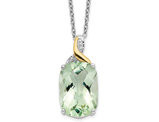 5.79 Carat (ctw) Green Quartz Oval Pendant Necklace in Sterling Silver with Chain