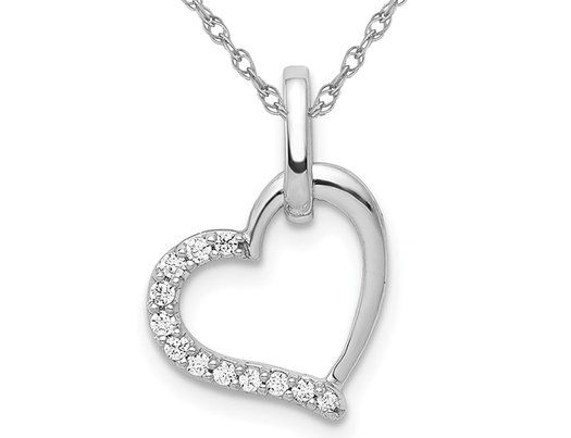 1/12 Carat (ctw) Diamond Heart Pendant Necklace in 14K White Gold with Chain