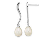 White Freshwater Cultured Pearl Dangle Earrings in Sterling Silver
