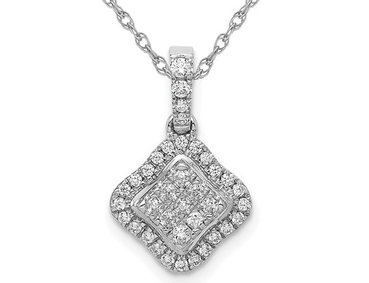 1/4 Carat (ctw) Diamond Cluster Pendant Necklace in 10K White Gold with Chain