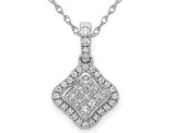 1/4 Carat (ctw) Diamond Cluster Pendant Necklace in 10K White Gold with Chain