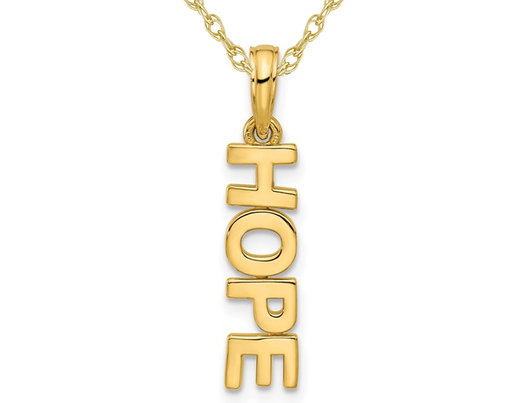 14K Yellow Gold HOPE Pendant Necklace with Chain