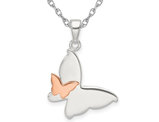 Sterling Silver Butterfly Charm Pendant Necklace with Chain 