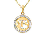 14K Yellow Gold  MOM Cut-Out Circle Pendant Necklace with Chain