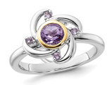 1/2 Carat (ctw) Amethyst Flower Ring in Sterling Silver