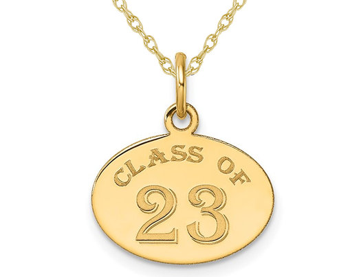 10K Yellow Gold Class of 2023 Oval Charm Pendant Necklace with Chain