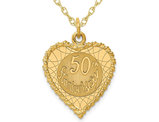 10K Yellow Gold 50th Anniversary Heart Charm Pendant Necklace with Chain