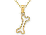 10K Yellow Gold Cut-Out Dog Bone Charm Pendant Necklace with Chain