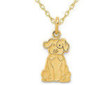 10K Yellow Gold Puppy Charm Pendant Necklace with Chain