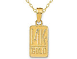 14K Yellow Gold Bar Charm Pendant Necklace with Chain