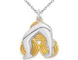 Sterling Silver with Yellow Plating Yoga Pose Charm Pendant Necklace with Chain