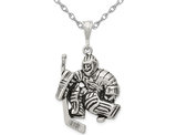 Sterling Silver Hockey Goalie Charm Pendant Necklace with Chain