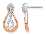 1/5 Carat (ctw) Diamond Drop Dangle Earrings in 14K White and Rose Gold