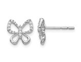 1/7 Carat (ctw) Diamond Butterly Button Earrings in 14K White Gold