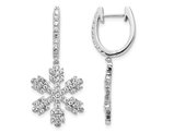 1.00 Carat (ctw) Winter Snowflake Dangle Earrings in 14K White Gold
