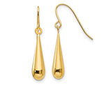 14K Yellow Gold Polished Teardrop Dangle Earrings