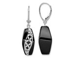 Black Onyx Dangle Leverback Earrings in Sterling Silver