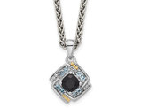2/3 Carat (ctw) Black Onyx and Blue Topaz Pendant Necklace with Chain in Sterling Silver