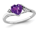 1.08 Carat (ctw) Amethyst Heart Promise Ring in 14K White Gold