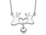 Sterling Silver Hands and Heart Pendant Necklace with Chain