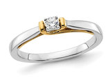 1/10 Carat (ctw SI1-SI2, G-H-I) Lab-Grown Solitaire Diamond Promise Ring in 14K White and Yellow Gold