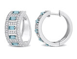 3.28 Carat (ctw) London Blue and White Topaz Hoop Earrings in Sterling Silver