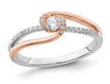 1/4 Carat (ctw) Diamond ByPass Band Ring in 14K White and Rose  Gold