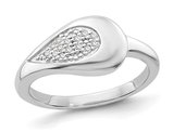 Sterling Silver Tear Drop Ring with Diamond Accent