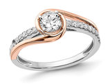 3/5 Carat (ctw I1-I2) Diamond Engagement Ring in 14K Rose and White Gold