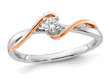 1/8 Carat (ctwI) Solitaire Diamond Promise Ring in 10K White and Rose Gold