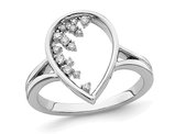 1/8 Carat (ctw) TearDrop Diamond Ring in 14K White Gold (SIZE 7)