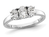 1.00 Carat (ctw VS2-SI1, D-E-F) Lab-Grown Diamond Three Stone Ring in 14K White Gold (SIZE 7)