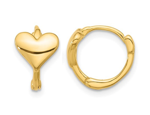 Yellow Plated Sterling Silver Heart Hoops Polished Earrings