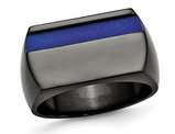 Men's Black Titanium with Blue Anodized Stripe Ring