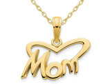 MOM Heart Pendant Necklace in 14K Yellow Gold with Chain