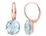 23.25 Carat (ctw) Blue Topaz Drop Leverback Earrings in 14K Rose Gold