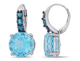 15.20 Carat (ctw) Sky and London Blue Topaz Drop Leverback Earrings in Sterling Silver