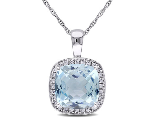 4.25 Carat (ctw) Sky Blue Topaz Pendant Necklace in 10K White Gold with Chain
