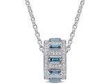 4.66 Carat (ctw) London Blue and White Topaz Halo Pendant Necklace in Sterling Silver with Chain
