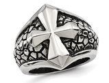 Men's Textured Cross Ring in Stainless Steel