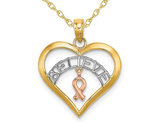 10K Yellow Gold Believe Heart Pendant Necklace with Chain