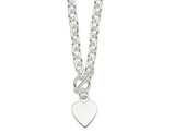Sterling Silver Heart Fancy Link Toggle Necklace (18 Inches)