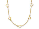 14K Yellow Gold with Open Hearts Necklace (18 Inches)