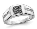 Mens 1/4 carat (ctw) Black and White Diamond Ring in 14K White Gold (SIZE 10)