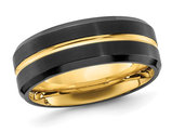 Men's Stainless Steel with Black and Yellow Plating Band Ring (8.00mm)
