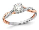 3/5 Carat (ctw SI1-SI2, G-H-I) Lab-Grown Diamond Twist Engagement Ring in 14K White and Rose Gold (SIZE 7)